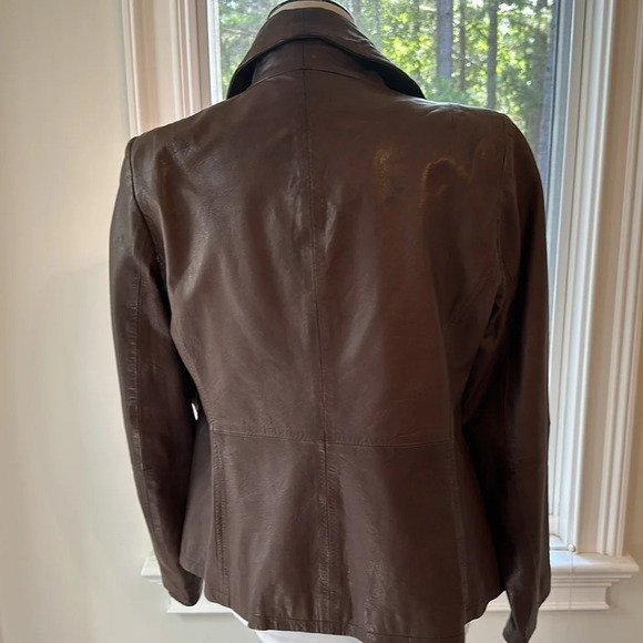 Eileen Fisher Vintage Open Brown Leather Jacket, Size Small, EUC - Picture 4 of 9